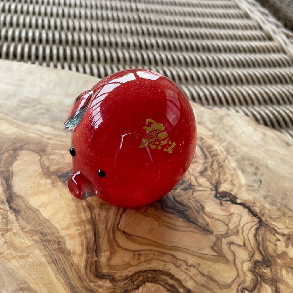 Vintage Art Glass Pig